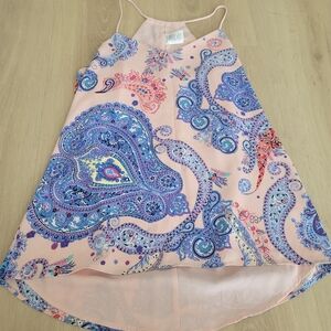 Express Barcelona Cami Pink Paisley Spaghetti Strap Tank Top